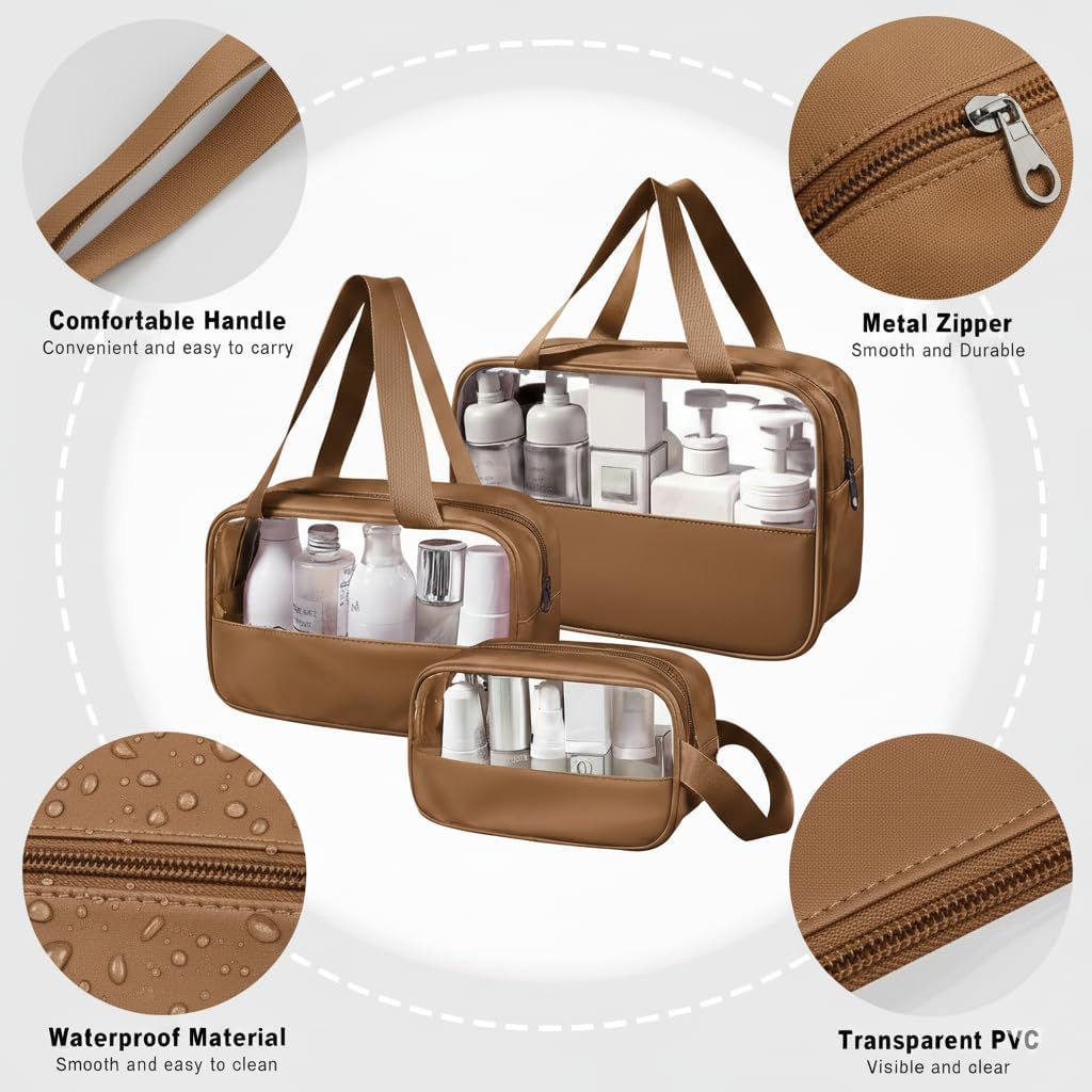 Clear Travel Wash Bags (3 Pcs Set)