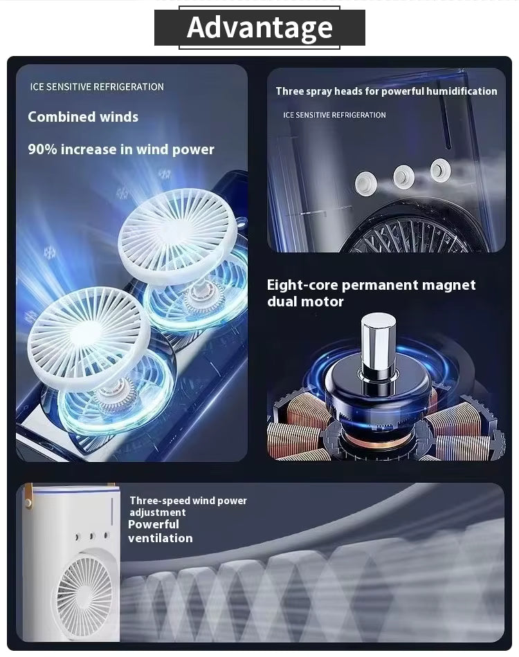 Dual Mist Cooling Fan – Instant Spray Cooler ❄️