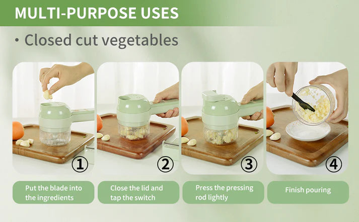 4-in-1 Portable Electric Vegetable Cutter Set