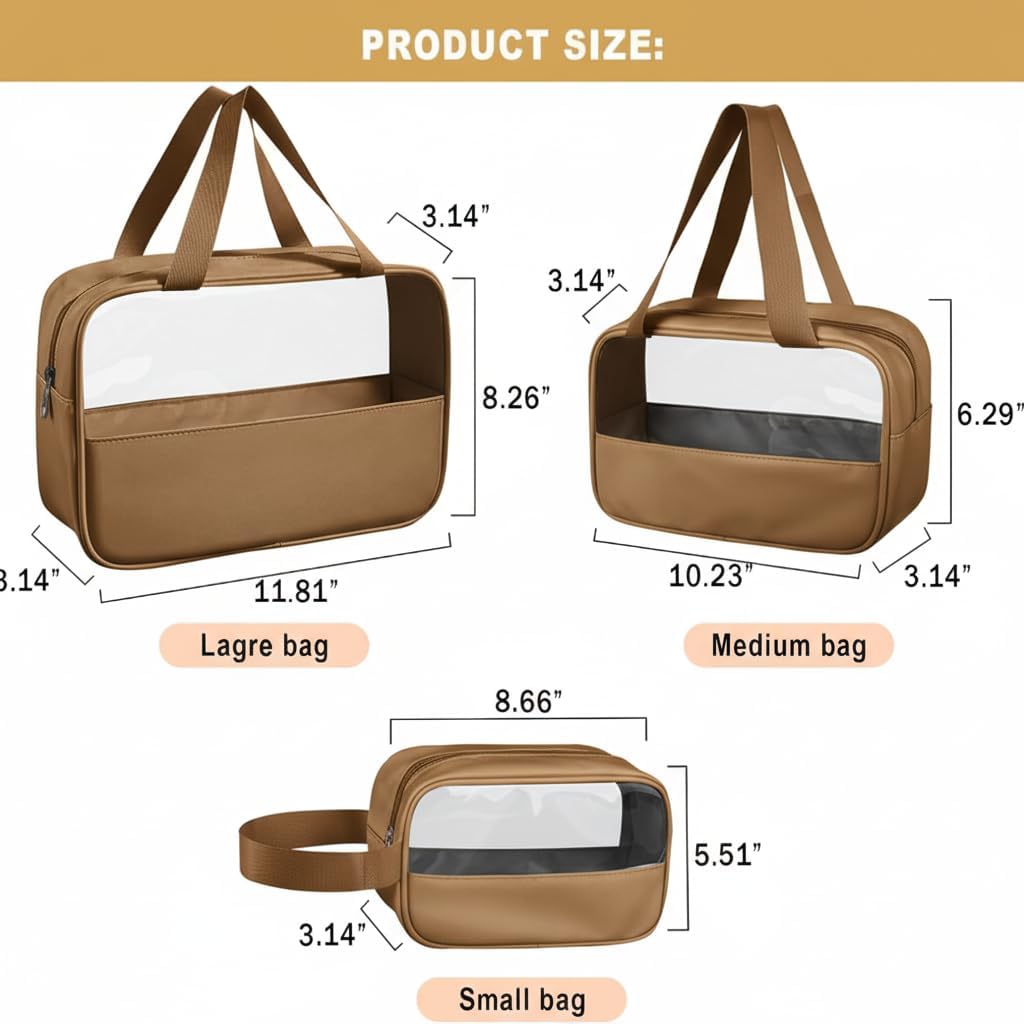 Clear Travel Wash Bags (3 Pcs Set)