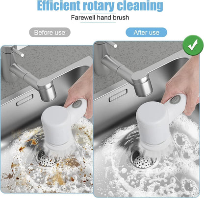 5 in 1 Handheld Kitchen Cleaning Brush & Electric Scrubber with Rechargeable Battery