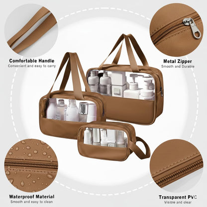 Clear Travel Wash Bags (3 Pcs Set)