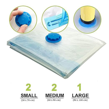 Grabary Vacuum Storage Bags (5 Pack) with Hand Pump