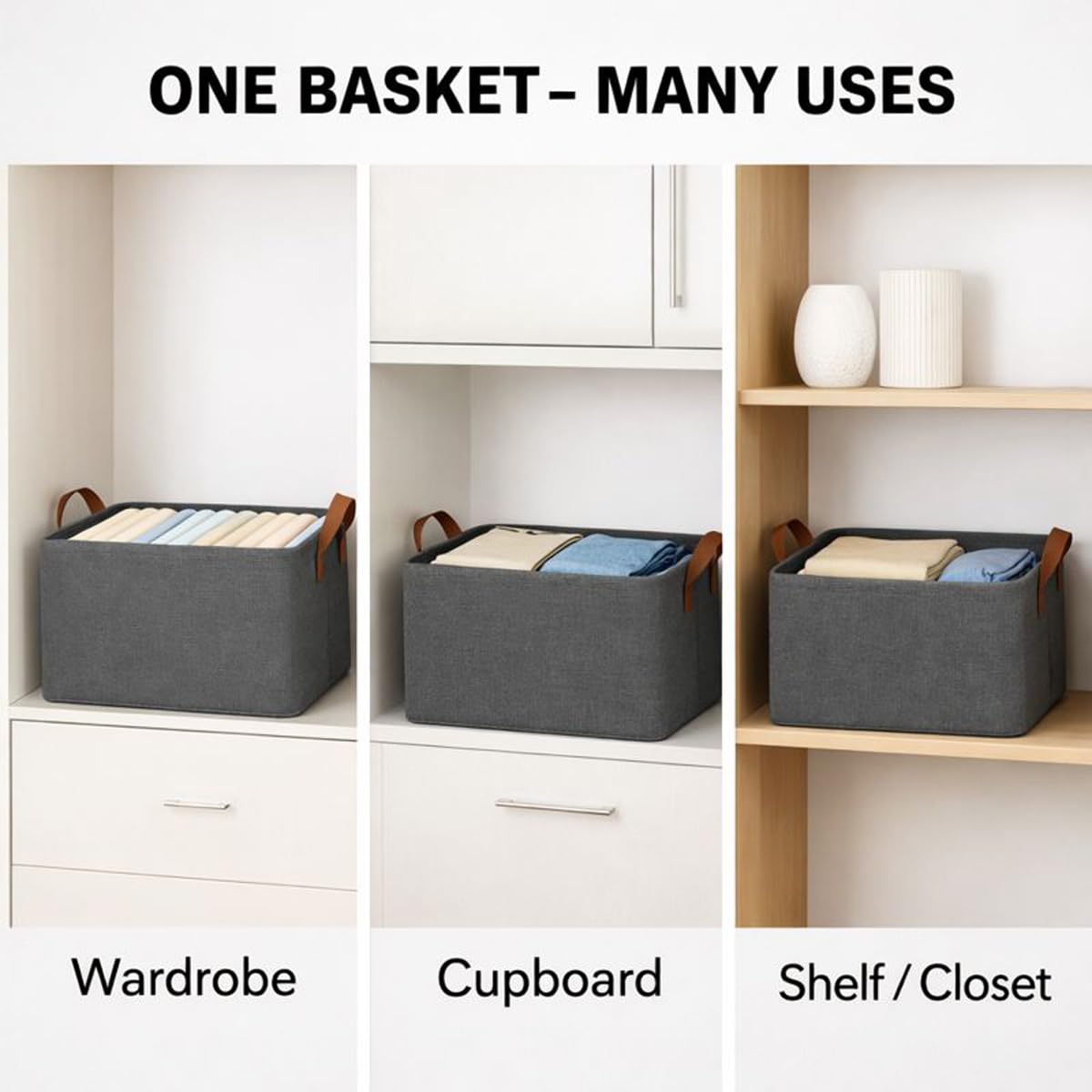 Foldable Wardrobe Storage Boxes (4 Pcs) – Strong Fabric Organizers for Clothes, Jeans & Sweaters