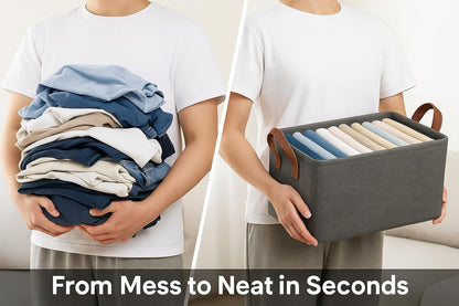 Foldable Wardrobe Storage Boxes (4 Pcs) – Strong Fabric Organizers for Clothes, Jeans & Sweaters