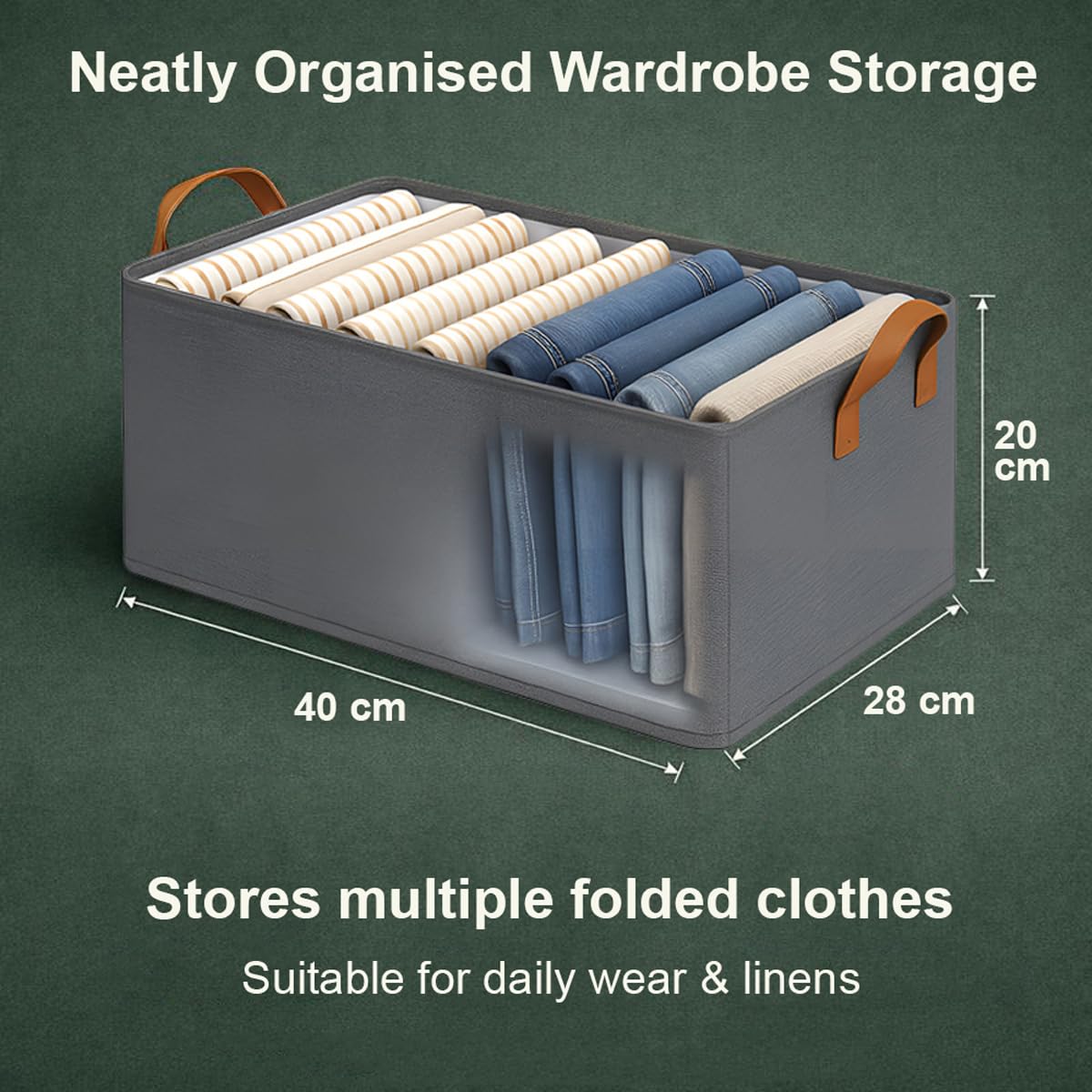 Foldable Wardrobe Storage Boxes (4 Pcs) – Strong Fabric Organizers for Clothes, Jeans & Sweaters