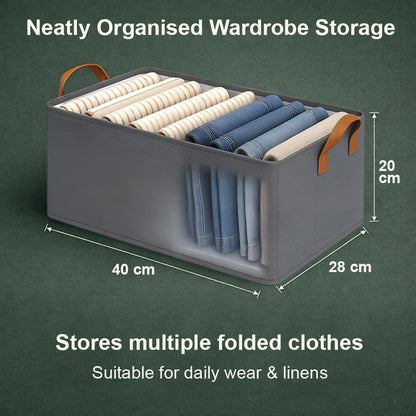 Foldable Wardrobe Storage Boxes (4 Pcs) – Strong Fabric Organizers for Clothes, Jeans & Sweaters