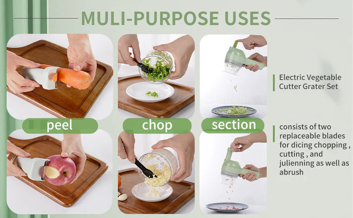 4-in-1 Portable Electric Vegetable Cutter Set