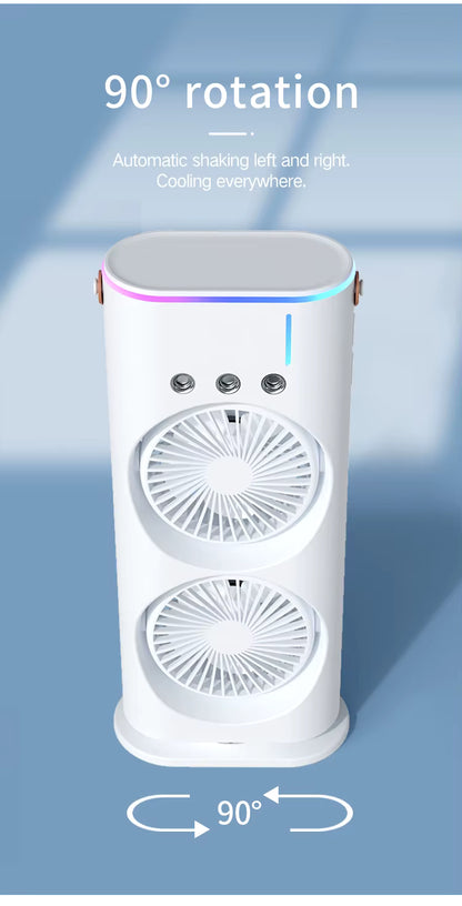Dual Mist Cooling Fan – Instant Spray Cooler ❄️