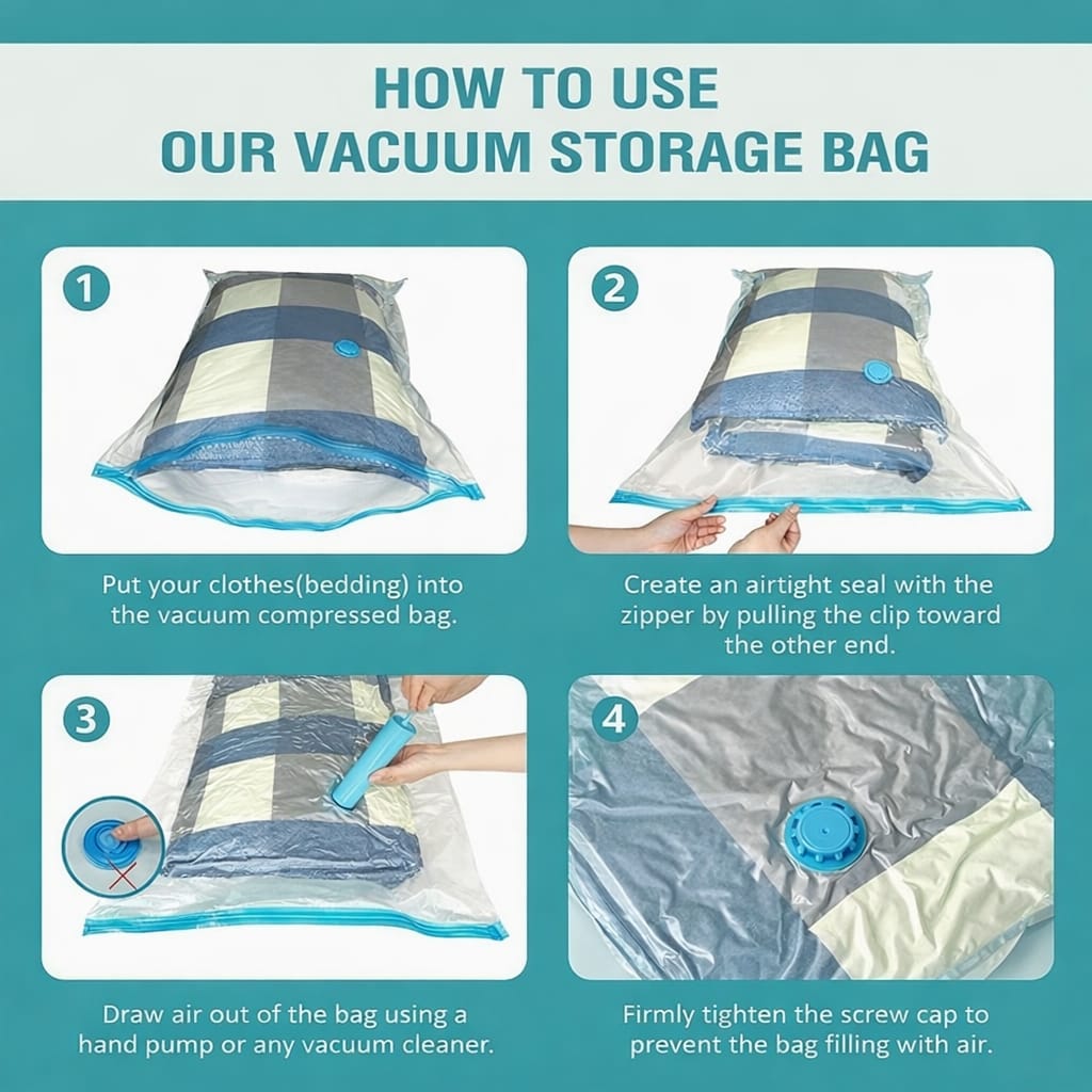 Grabary Vacuum Storage Bags (5 Pack) with Hand Pump